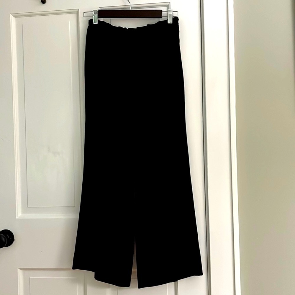 Lauren Ralph Lauren Black Pull On Wide Leg Crop Dress Pants size 14 Fully Lined